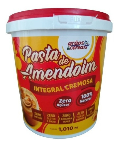 Pasta De Amendoim Integral Cremosa - Grãos E Cereais - 1 Kg
