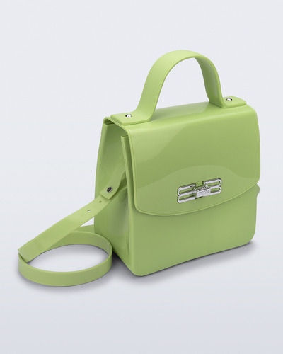 Cartera Melissa Box Bag Color Verde Claro Diseño De La Tela Lisa