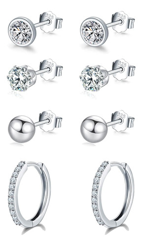 Pendientes De Tuerca De Plata De Ley Para Mujer, Pendientes