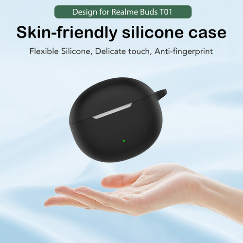 USTIYA Funda Para Realme Buds T01 Case Protector Uso Rudo Carcasa Color Negro Cover