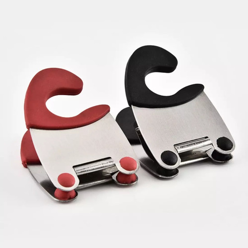 Clips Porta Cuchara De Silicona Y Acero Inoxidable. Color negro