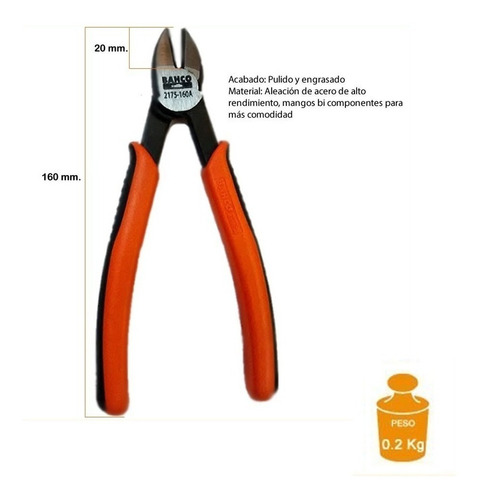 Alicate Corte Lat 160mm Bahco 2175-160 A Pintumm