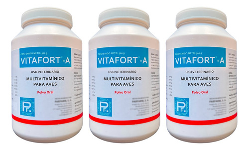 Pack 3 Vitafort A 500 Gr Vitaminas Para Aves