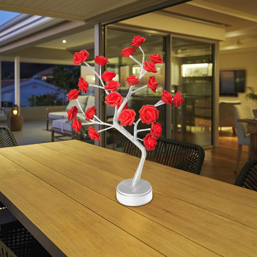 Lámpara De Mesa Con Forma De Árbol De Rosas, 24 Led, Ilumina