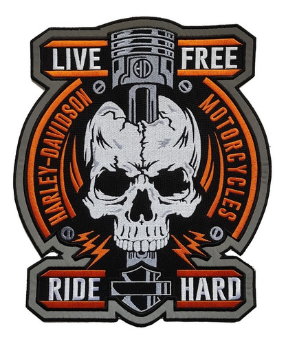 Parche Bordado Live Free Ride Hard Harley Davidso Reflectivo