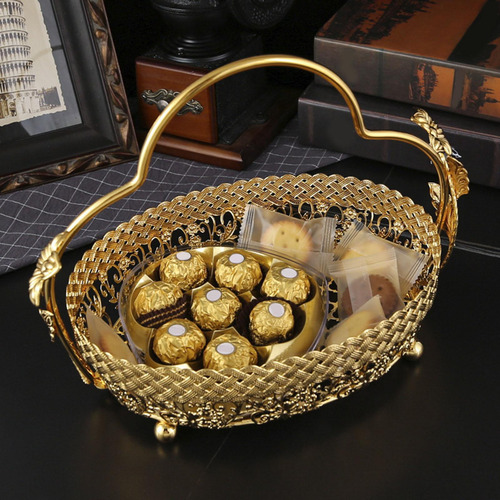Cesta De Fruta De Metal Con Asa Para Decoración De Fiestas
