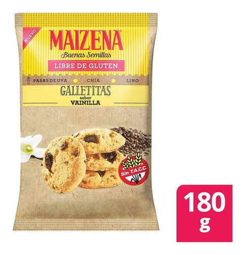 Galletitas Maizena Sabor Vainilla Con Pasas De Uva X 180 Gr