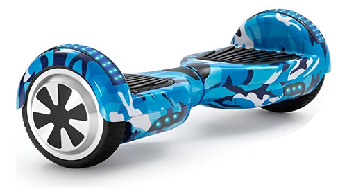 Patineta Electrica Hoverboard 6.5 Azul Luz Musica Y Funda Azul Camuflado