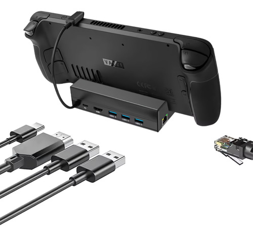 Estacion De Acoplamiento Steam Deck Rog Ally 6en1 4k 60hz Color Negro