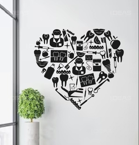 Vinilo Decorativo Para Consultorio Dental Corazón 115x101cm