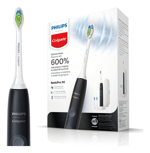 Cepillo de dientes eléctrico sónico Philips Colgate Sonic SonicPro 50 blanco/negro 127V -