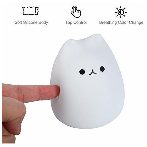 Luz De Noche De Silicona Con Forma De Gatito Para Niños