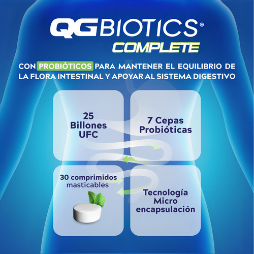 Qgbiotics Complete Probióticos 25 Billon Ufc 30 masticables