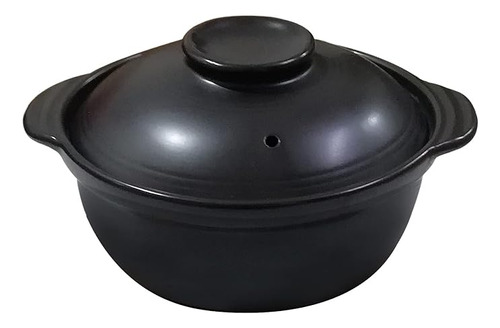 Cazuela Negra Ceramica Premium Con Tapa Para Cocinar Olla Ca