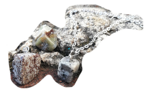 Collar Piedra Jaspe Cadena 45cm Quirurgica Gemos Minerales