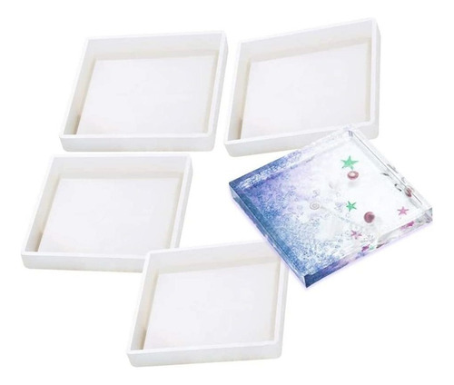 S Moldes Resina Posavasos Silicona Cuadrados 4 Piezas