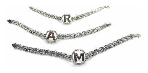 Imagen 4 de 6 de Importante Pulsera De Plata Con Iniciales Personalizado