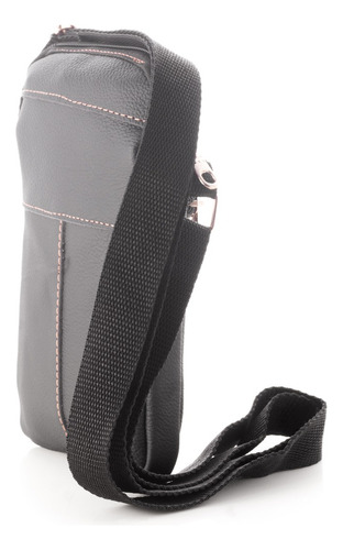 Porta Celular -t Berlin De Cuero Bandolera Morral Mini Bag Negro Lisa Níquel Negro