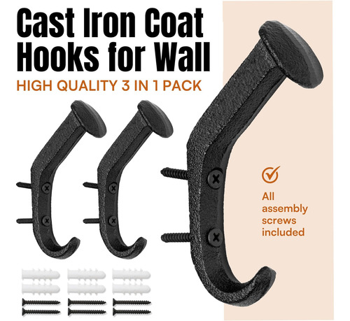Ganchos De Pared De Hierro Fundido Rústicos De Iron Ho...