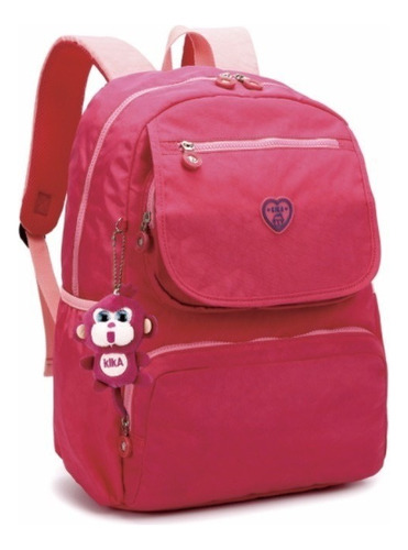 Mochila Feminina Notebook Kika Com Chaveiro Kk23m04 Cor Rosa