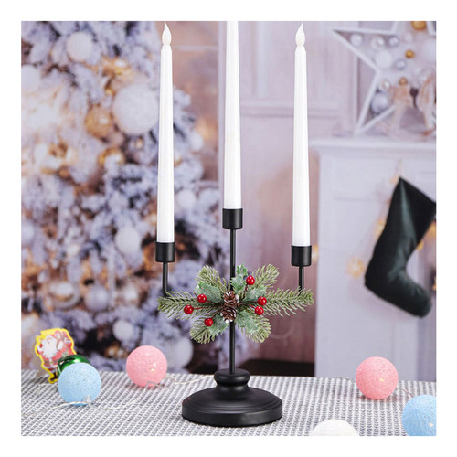 / Centro De Mesa For Velas Navideñas, Con 3 Candelabros En