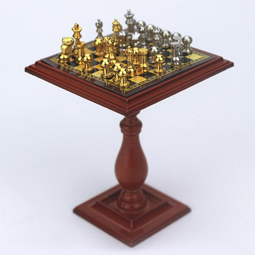 Juego De Ajedrez En Miniatura Para Casa De Muñecas, Mesa De