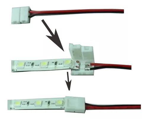 3528 2835 - Conector de tira LED de 2 pines de 0.315 in, tira a cable,  conexión rápida sin soldadura para tiras de luces LED de un solo color de  12 V