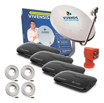 Comprar Kit 4 Receptores Vivensis + Antena  + Lnbf Quadruplo + Cabos