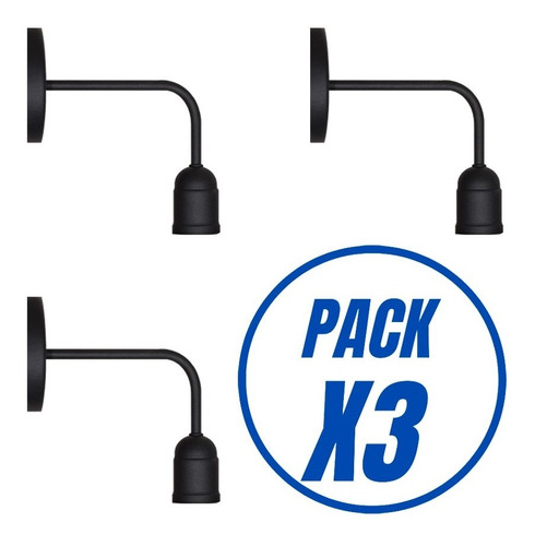 Imagen 4 de 10 de Pack X 3 Lampara Aplique Pared Industrial Moderno Vintage