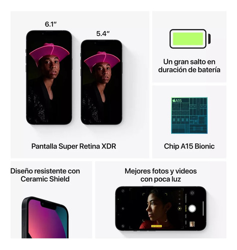 iPhone 13 (128 Gb) | Calidad Excelente | Pantalla Retina Xdr Oled 6.1 | Resistente Al Agua Y Polvo | Compatible Con Magsafe Y Carga Inalámbrica (Reacondicionado)