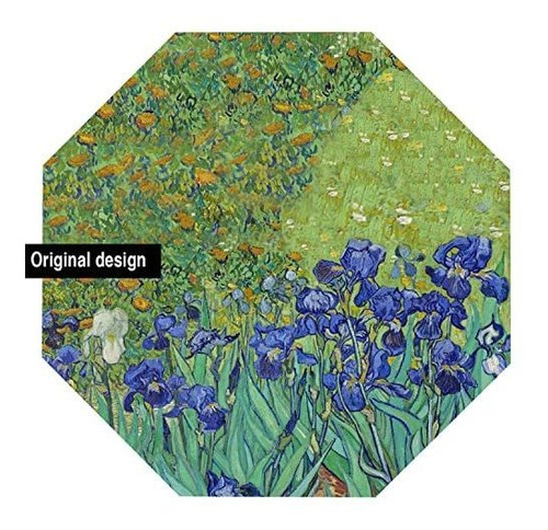 Paraguas Invertido Doble Capa Mango Forma C Flores Y Pasto