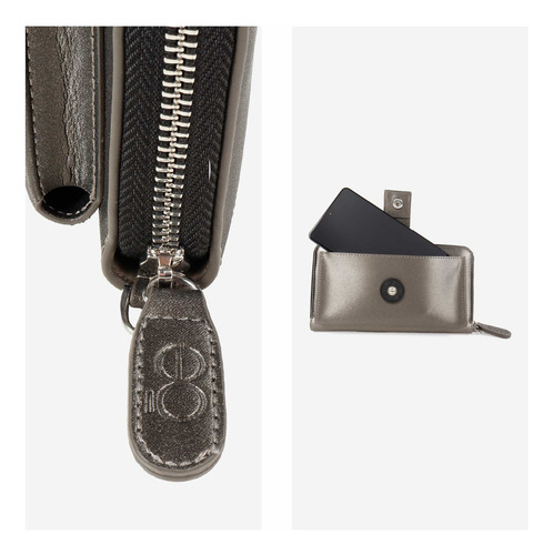 Cartera Cloe Para Mujer Porta Celular Redpocket Color Plateado