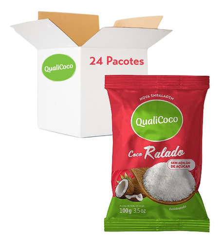 Kit Coco Ralado 100g Qualicoco Zero Açúcar (24 Pacotes) Kit