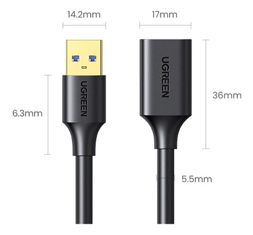 Cable Extensión Usb 3.0 Macho A Hembra 5 Metros Ugreen 5gbps