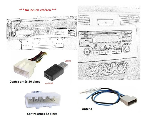 Contra Arneses Estereo Frontier Nissan Antena 20 Y 32 Pines 