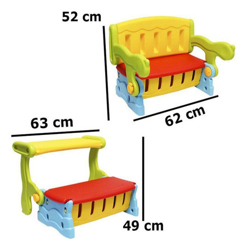 Mesinha Infantil Plástico 3 Em 1 Banco Baú Cadeira Diversão Cor Colorido