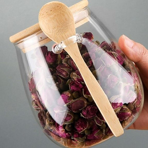 Tarro De Vidrio Para Despensa Con Cuchara De Madera, 600ml