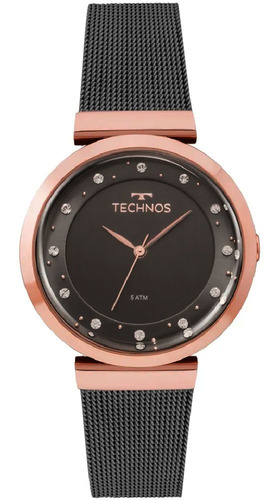 Relógio Technos Feminino Elegance Crystal 2035mmw/4c Cor da correia Preto Cor do bisel Dourado rose Cor do fundo Preto