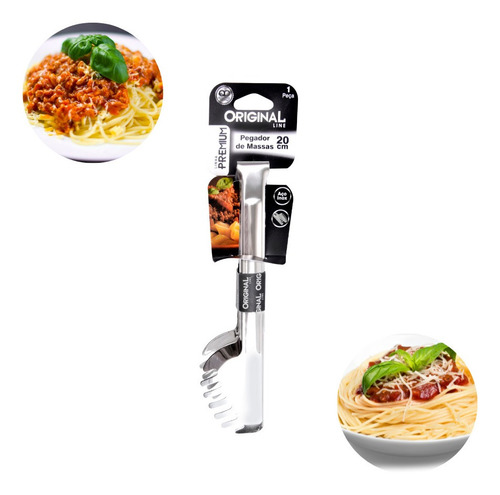 Pegador Pinça Massa Salada Churrasco Gelo Inox 20cm Multiuso