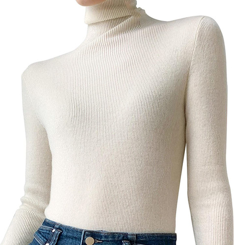Suéteres De Cuello Alto Jersey De Punto Ajustado Para Mujer