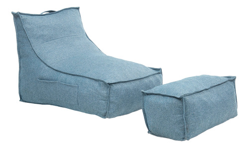 Sillón Pouf Con Apoya Piés Celeste / Sillón Relan