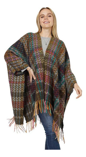 Poncho Chal Capa Invierno Calientito Colores Mujer Sweater 