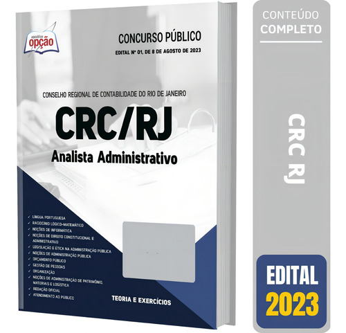 Apostila Concurso Crc Rj 2023 - Analista Administrativo: Teoria E Exercícios, De Arc., Vol. 1. Editorial Editora Opção, Capa Mole Em Português, 2023