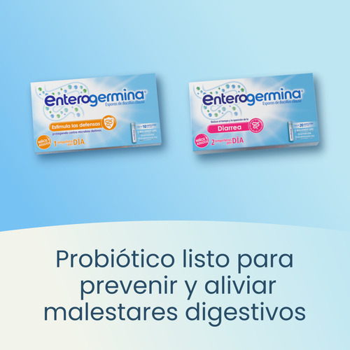Enterogermina Tratamiento de la Diarrea con Bacillus Clausii 2 Billones de UFC 12 cápsulas. Alivia la Diarrea, Restaura la Flora Intestinal +12 Años