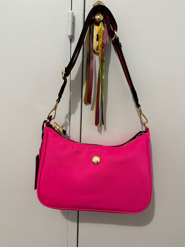 Cartera Bandolera Baguette Jackie Smith Fucsia Lisa Oro Negro (Usado)