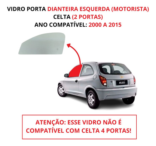 Vidro Porta Celta 2pt 2000 A 2015 Dianteiro Esquerdo