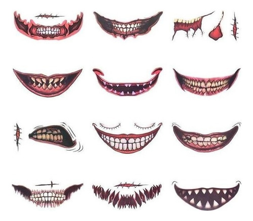 Tatuagem Falsa Adesivo Boca Coringa Monstro Para O Dia Das B