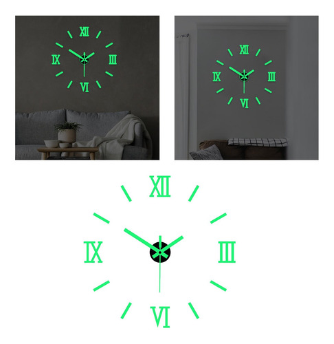 6 Adesivos De Relógio De Parede Luminosos Diy Sem