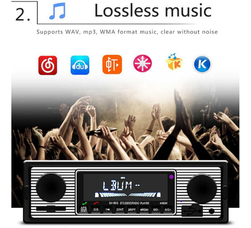 Carro Bluetooth Mp3 Player Rádio Estéreo Usb Retro Sem Fio