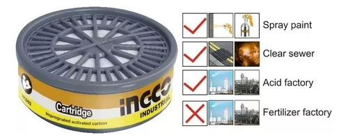 Filtro P/ Mascara Multigas Carbón Activado Ingco Hcd02 - Lnf